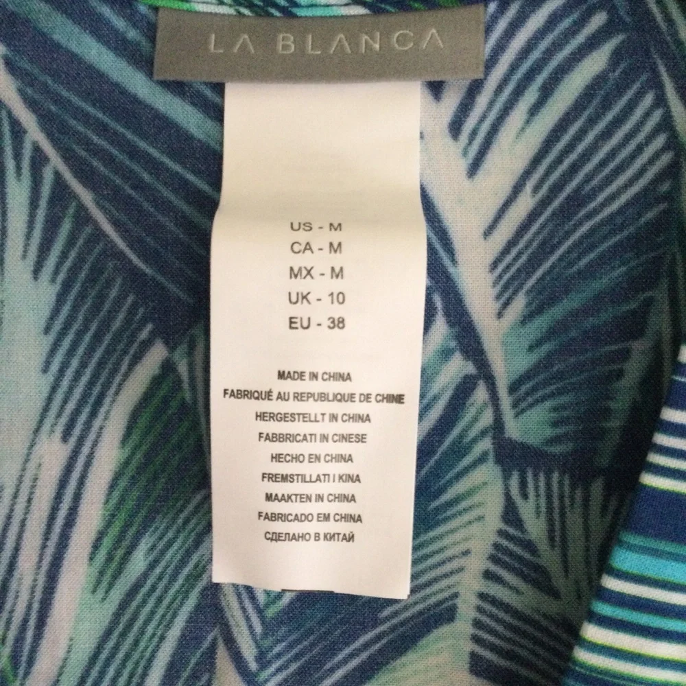 LA BLANCA NWT Sketched Leaves Long Sleeve Tunic Swim Cover-Up Medium